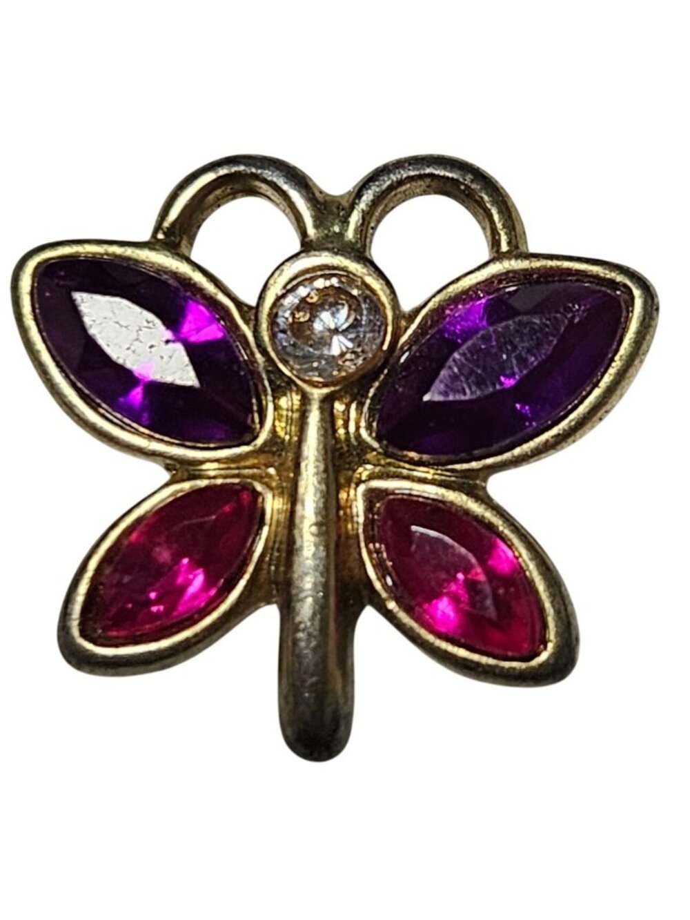 Fairycore Butterfly Pendant Charm Purple Pink Gemstone Cottagecore Y2K Jewelry